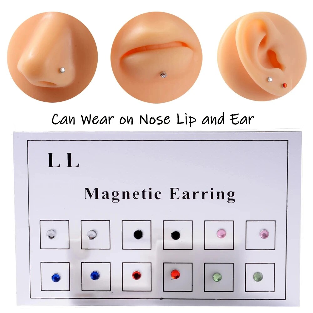 Body Jewelry Ear - 12 uds/tarjeta tramposo falso imán no