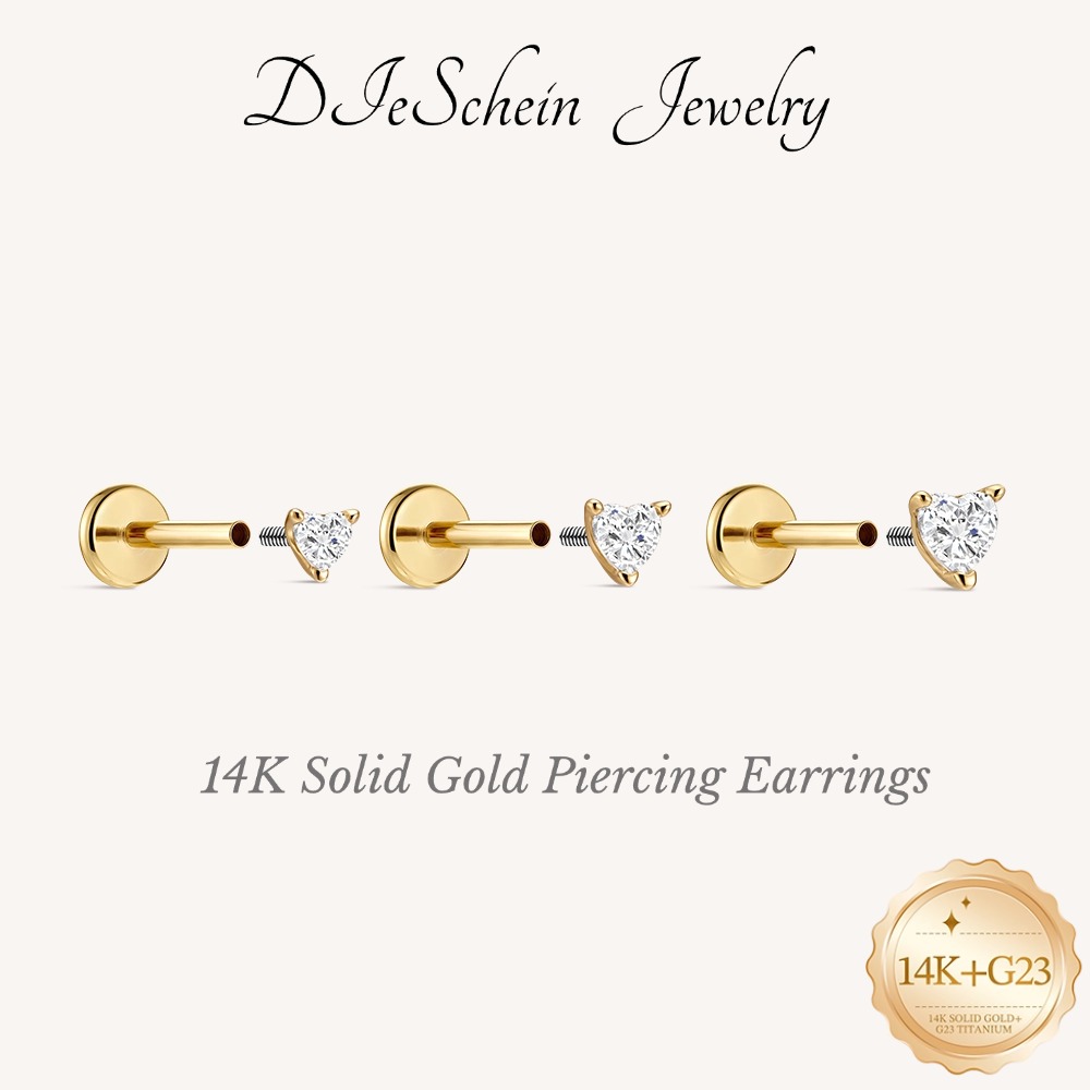Body Jewelry Ear - DIeSchein Pendientes de Oro Sólido de