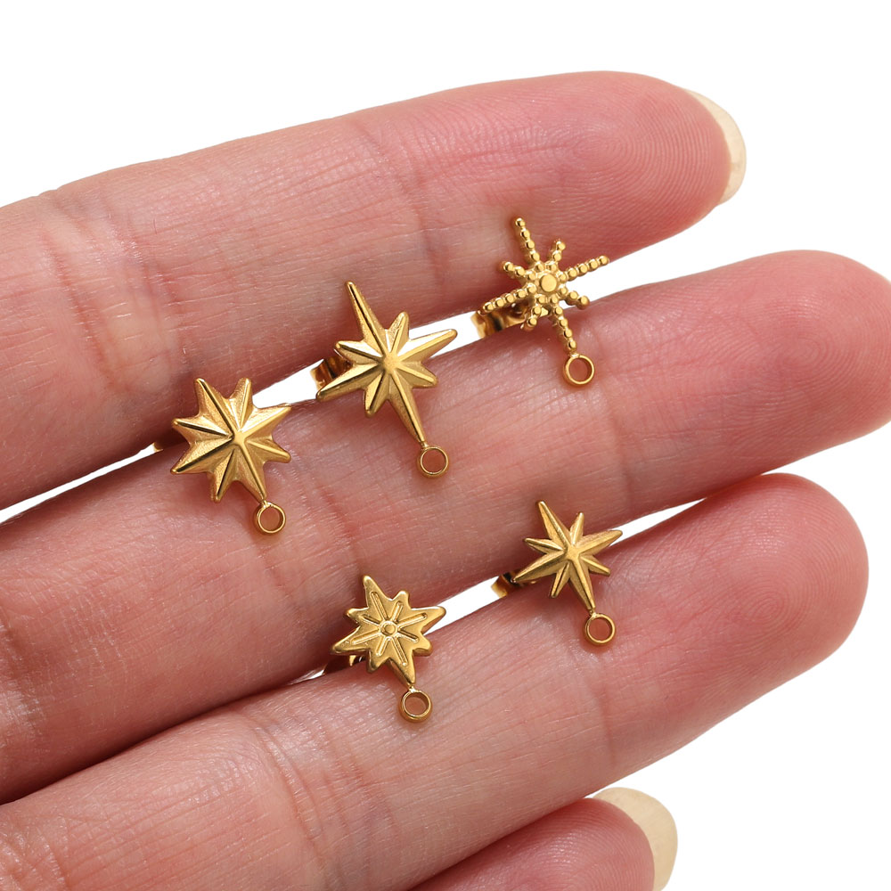 Body Jewelry Gold - 6 piezas de aretes de estrella