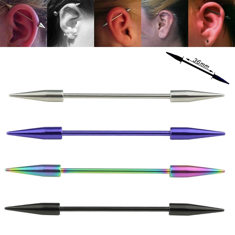Industrial Barbell Long - Pendiente de acero quirúrgico largo para