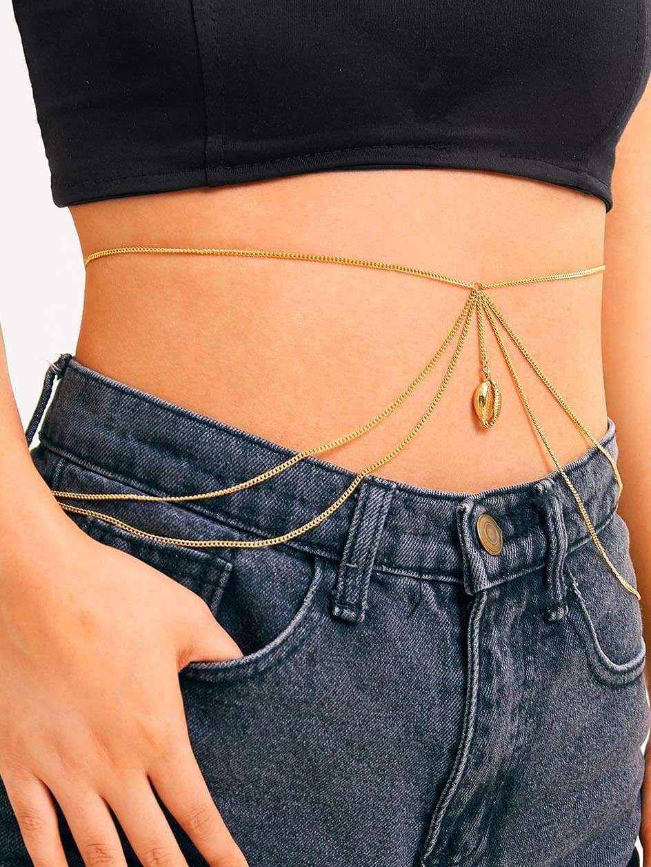 Body Jewelry Gold - Colgante de concha multicapa Bohemia para