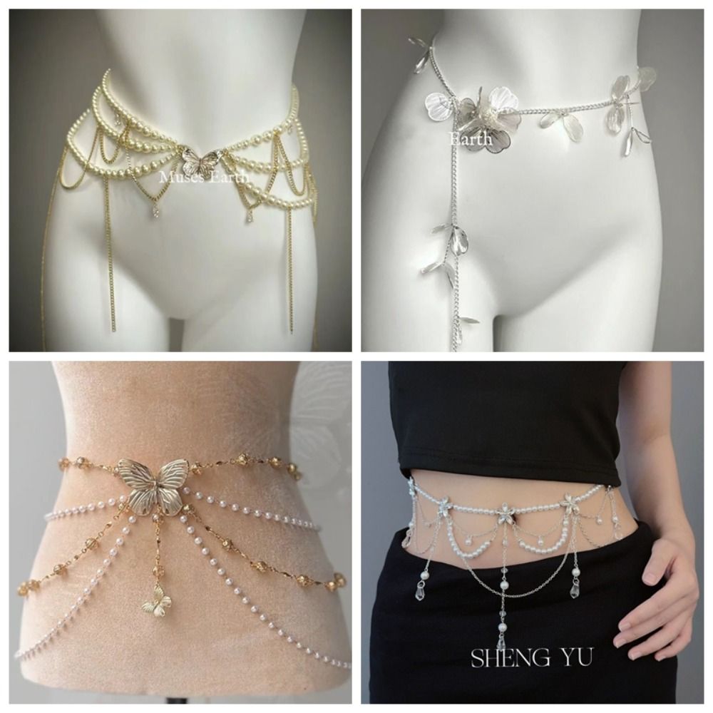 Body Jewelry For Women - Cadenas de Cintura Elegantes con Perlas,