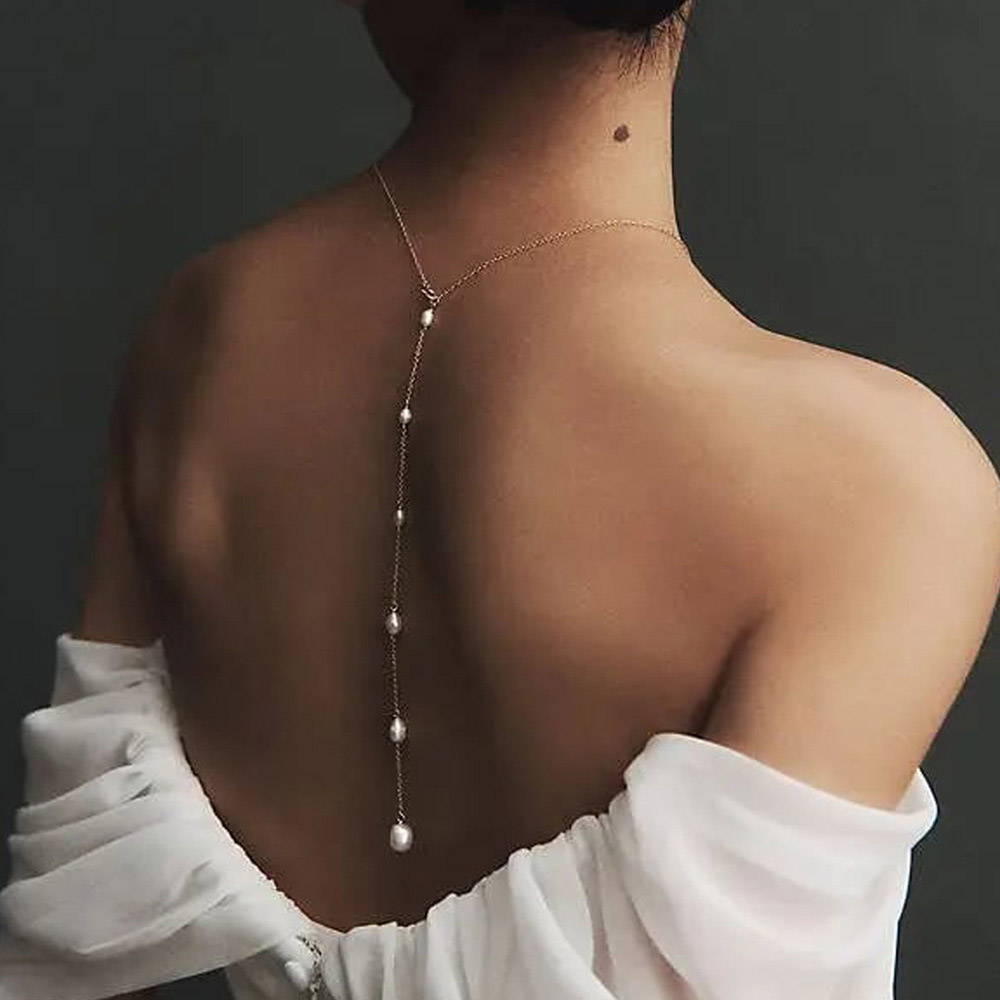 Body Jewelry Back - Stonefans elegante colgante de perlas en