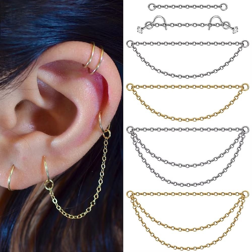 Body Jewelry Ear - Cadena de titanio de moda para