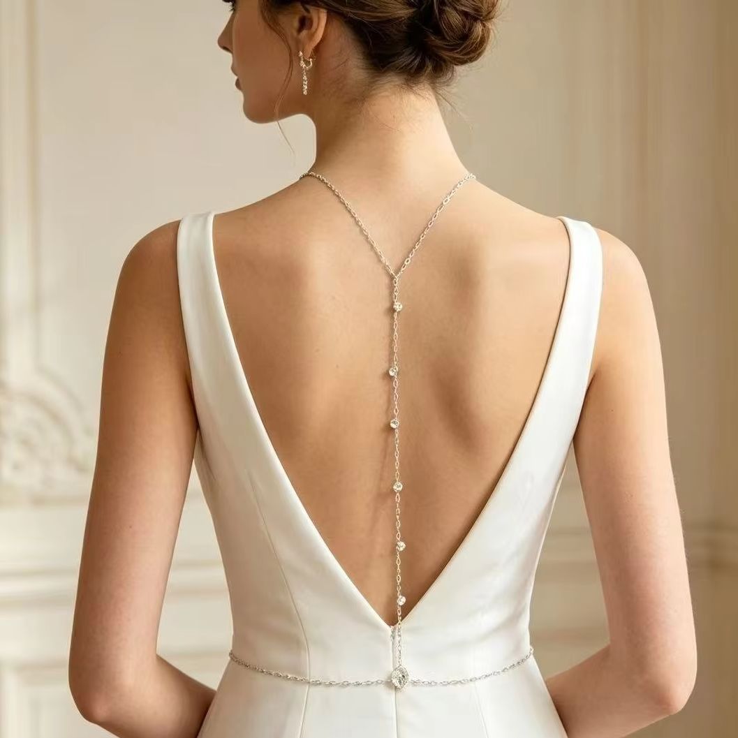 Body Jewelry Back - Cadena de espalda con circonitas, estilo