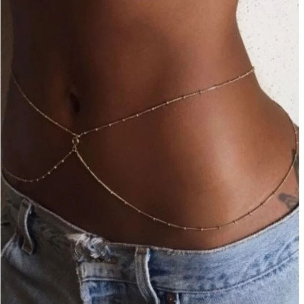 Cadena de vientre delicada CZ  - Body Jewelry Gold reseña y precio
