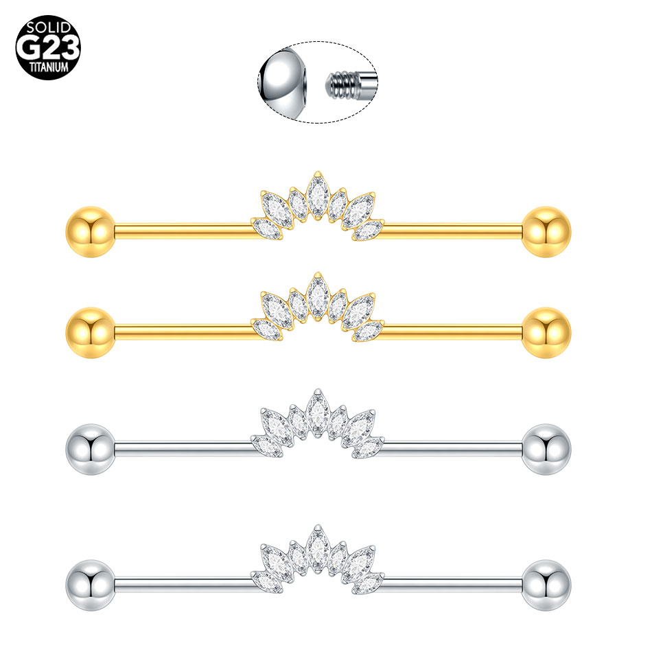 1/5 Uds titanio 14G CZ hélice  - Industrial Barbell Long reseña y precio