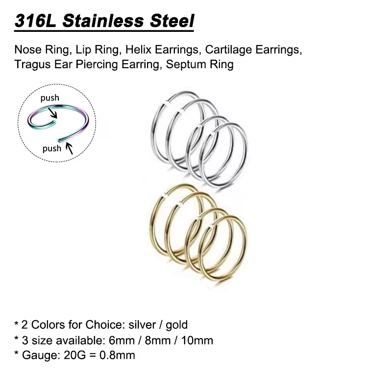 Lote de 6 Anillos Hipoalergéni - Body Jewelry Ear reseña y precio