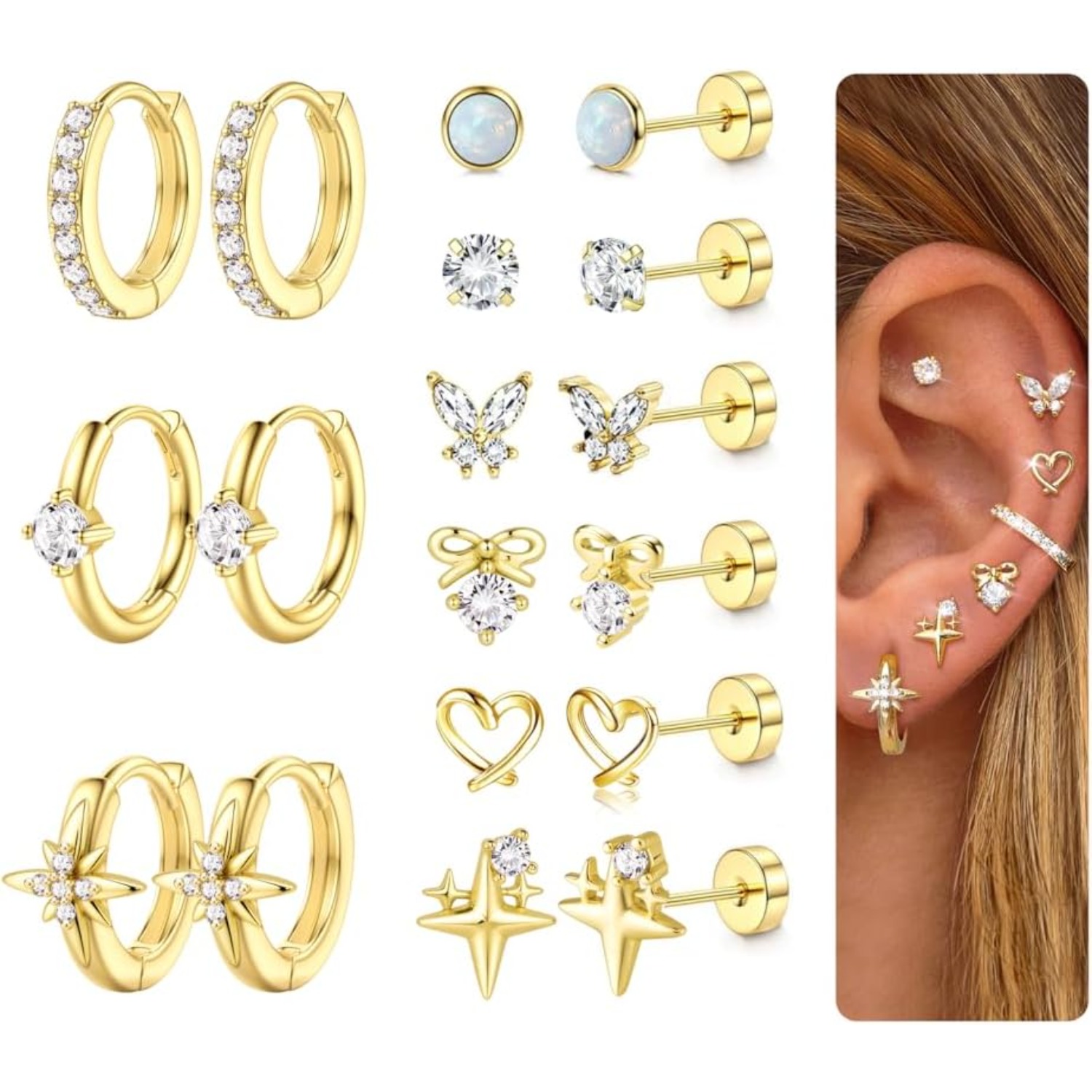Drperfect Set de Aretes Planos - Body Jewelry Back reseña y precio