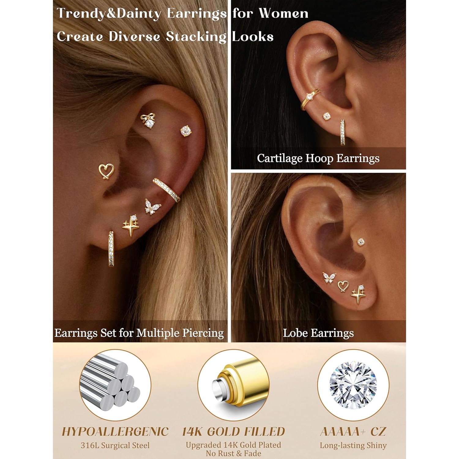 Drperfect Set de Aretes Planos - Body Jewelry Back reseña y precio