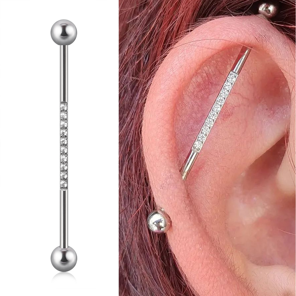 Pendiente largo de cristal de  - Industrial Barbell Long reseña y precio